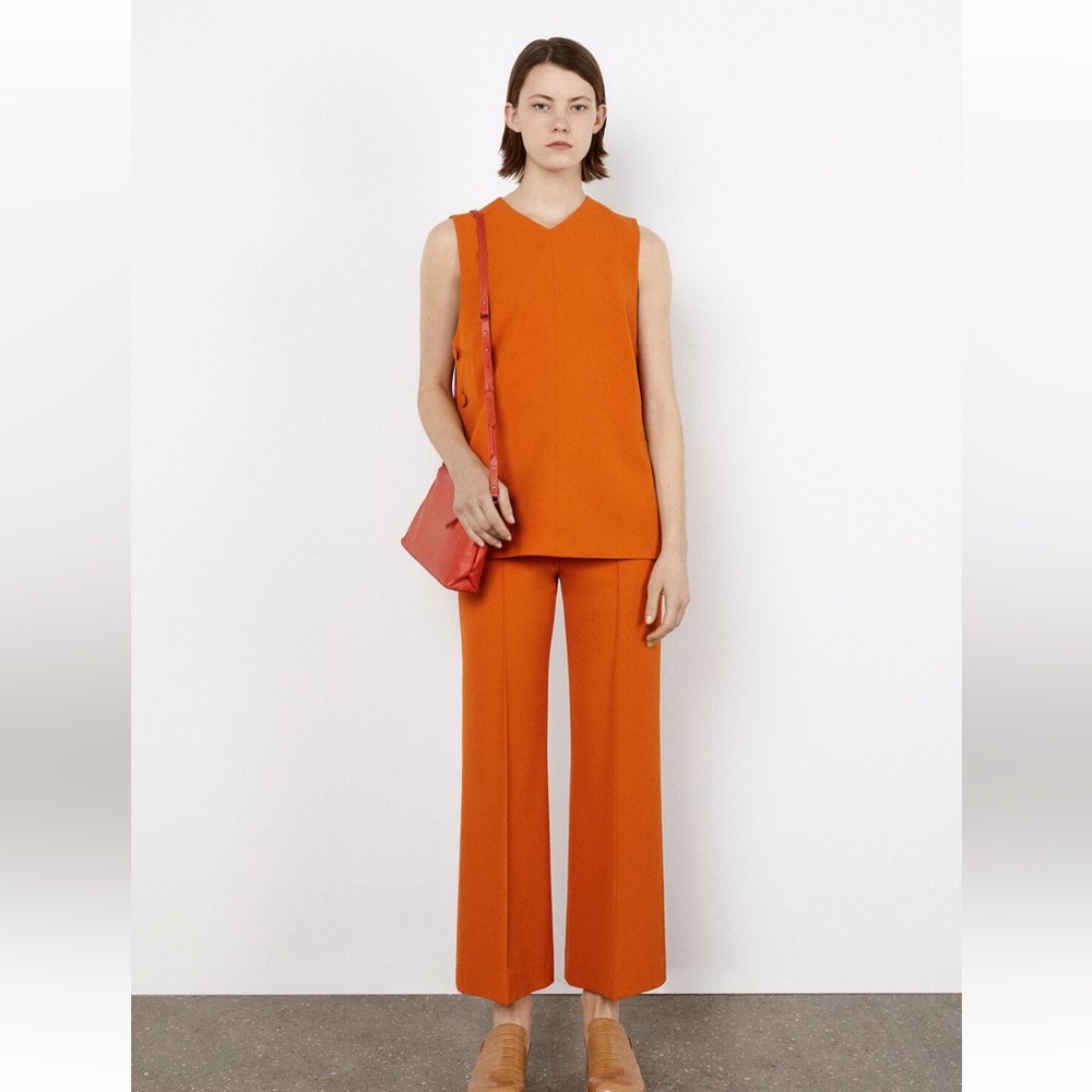ZARA orange Coordinate side buttons top and ankle pants. Size L.